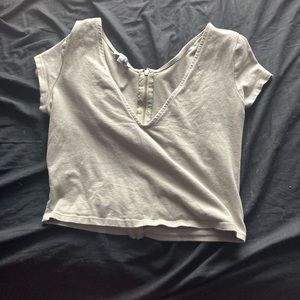 Green zip up crop top